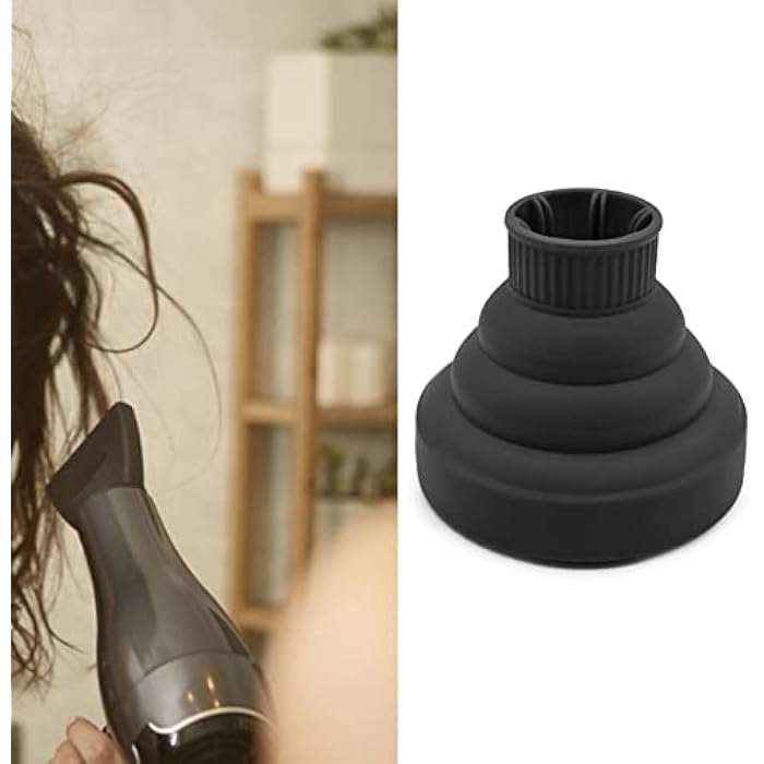 Sonew Hair Dryer Diffuser Universal Collapsible Silicone Hair Dryer Diffuser Portable Travel Folding Hair Blow Dryer Diffuser(Black) - Image 4